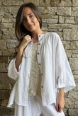 Loom & Thread Pin Tuck Blouse White /40=